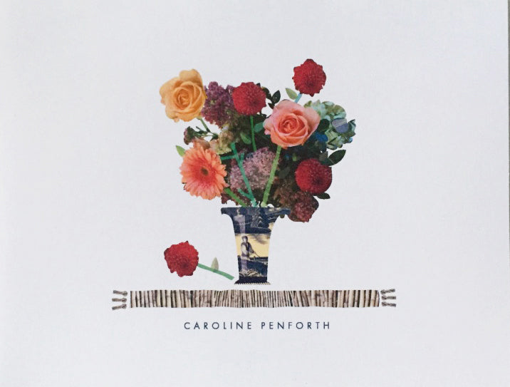 Personalized Folded Note with flowers in vase